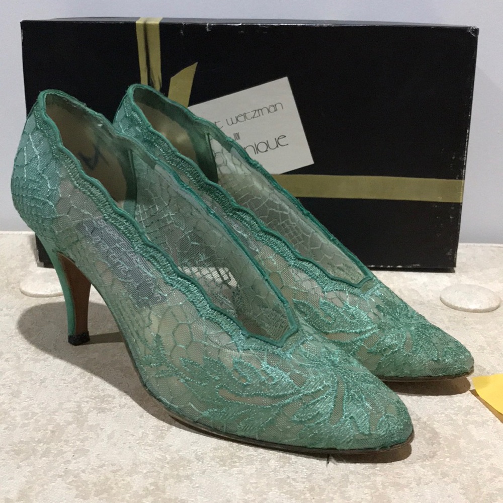 Vintage 80s Stuart Weitzman for Martinique Lace Heels With Original Box